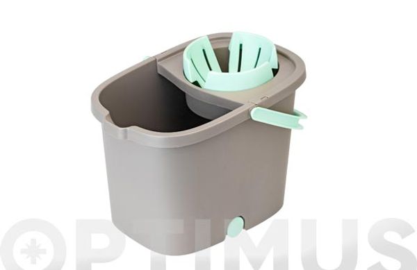 CUBO CON ESCURRIDOR 16 L RUEDAS AUTOMATICO GRIS