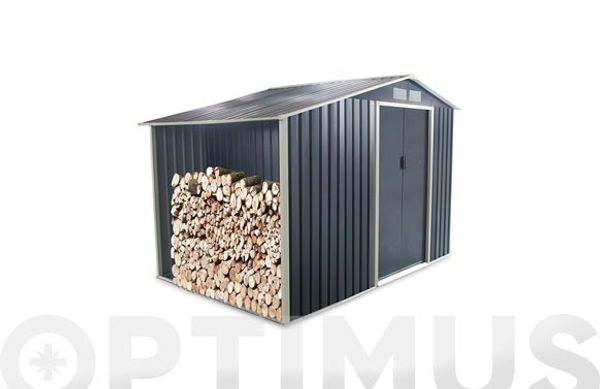 CASETA METALICA TORONTO 3.53M2 CON LEÑERO ANTRACIT L278 X A127 X H195 CM