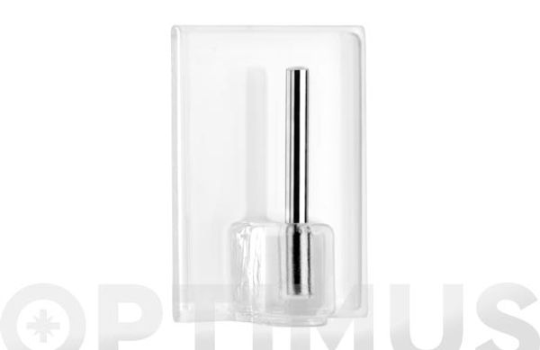COLGADOR ADHESIVO 1 GANCHO PLASTICO PARA VISILLOS TRANSPARENTE 4 UNIDADES