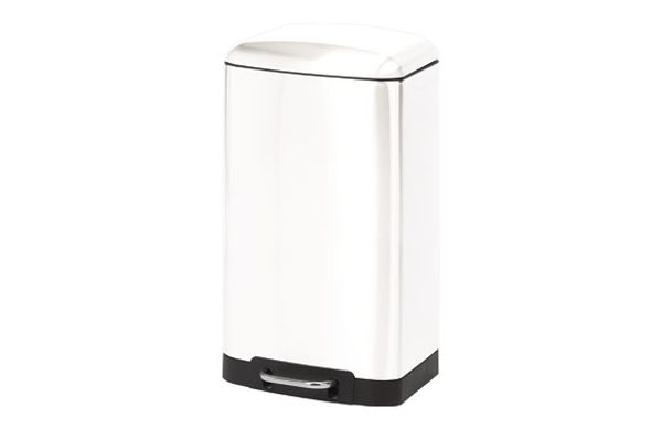 CUBO PEDAL RECTANGULAR METALICO BLANCO 30 L