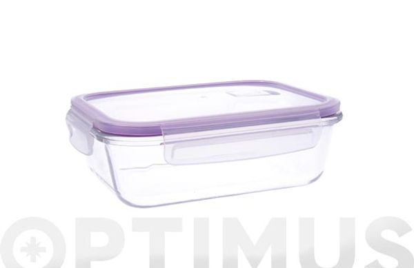 HERMETICO VIDRIO RECTANGULAR CON VALVULA 64 CL 17,5 X 13 X 6,5 CM