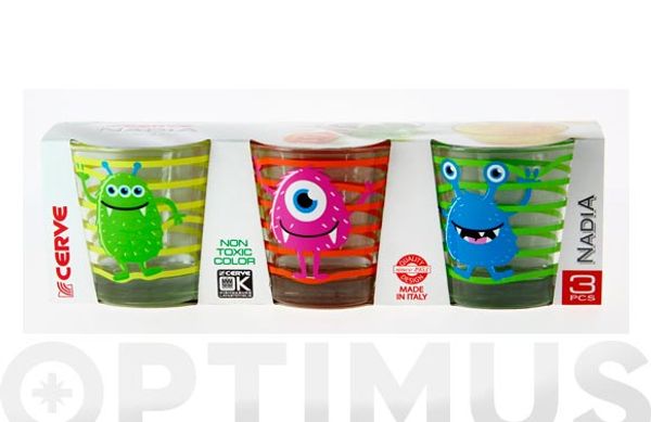 VASO AGUA DECORADO PACK 3U 25 CL - MONSTER SURTIDO