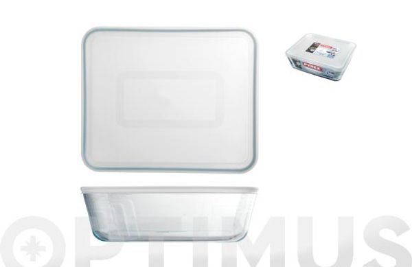 CONTENEDOR VIDRIO PORTALIMENTOS CON TAPA PYREX RECTANGULAR - 2,7 L