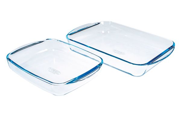 BANDEJA VIDRIO HORNO PYREX (SET 2 UDS) 35 X 23 CM / 28 X 20 CM