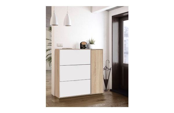 ZAPATERO CLASS 4 PUERTAS 115 X 106 X 22 CM BLANCO/ROBLE