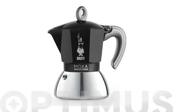 CAFETERA MOKA INDUCTION ALUMINIO/INOX 4 TAZAS NEGRA