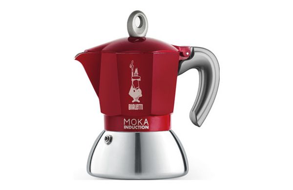 CAFETERA MOKA INDUCTION ALUMINIO/INOX 2 TAZAS ROJA