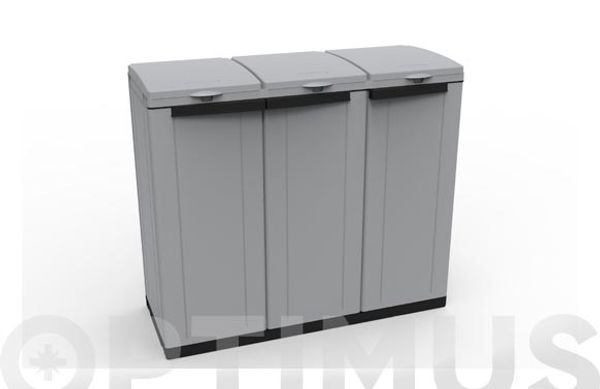 ARMARIO RECICLAJE GRIS 3 PUERTAS ECOLINE 102 X 39 X 88,7 CM