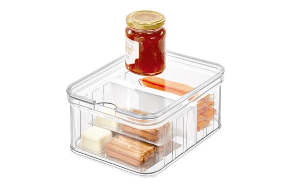 ORGANIZADOR NEVERA CUBETA RECTANGULAR CON TAPA Y D 21 X 16 X 10 CM