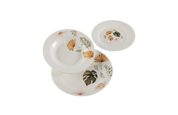 VAJILLA PORCELANA 18 PZAS ROXANNE HOJAS