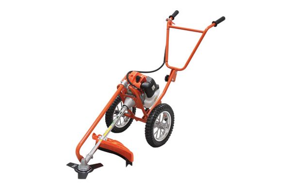 DESBROZADORA GASOLINA 52 CC. MOTOR 2T. CON HILO, DISCO Y RUEDAS.