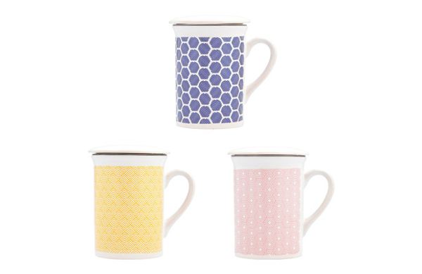 MUG INFUSION PORCELANA CON FILTRO Y TAPA 33 CL COLORS SURTIDO