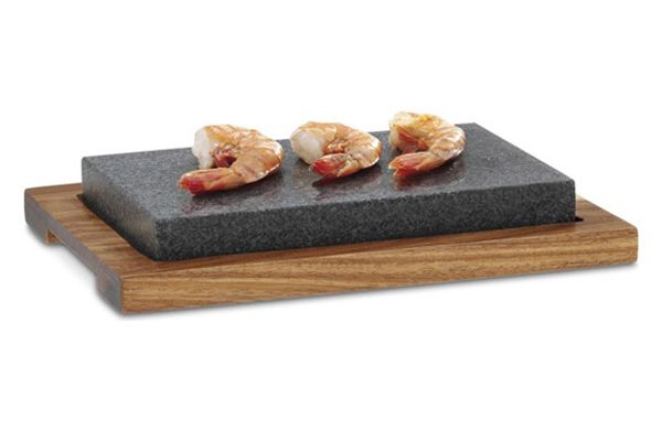PIEDRA COCCION SOPORTE ACACIA 24 X 16 CM