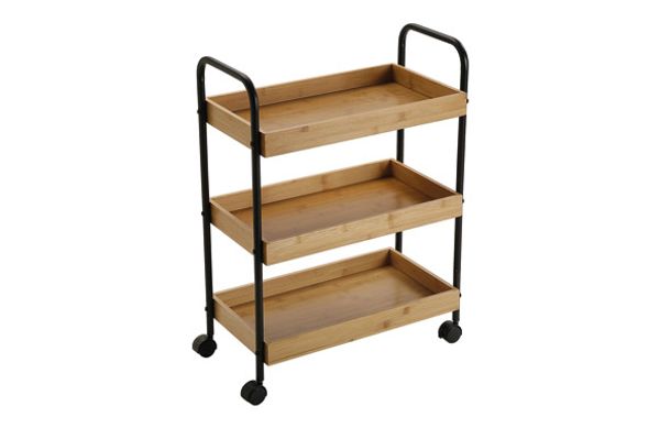 CARRO MULTIUSOS 3 ESTANTERIAS BAMBU 52 X 28 X 70 CM