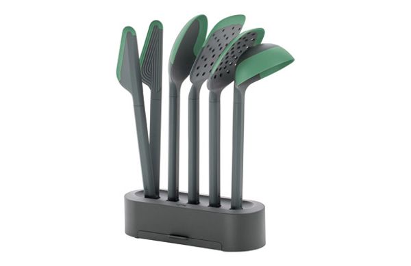 UTENSILIOS DE COCINA NYLON SILICONA + BASE SET 5 U